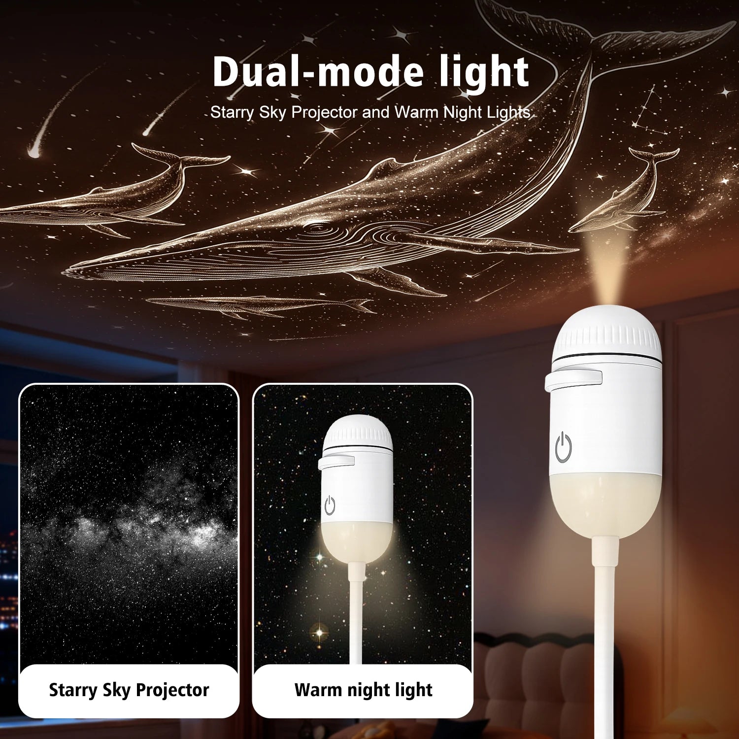 2-In-1 USB Ambient LED Portable Starry Romantic Sky Ceiling Projector Lamp 