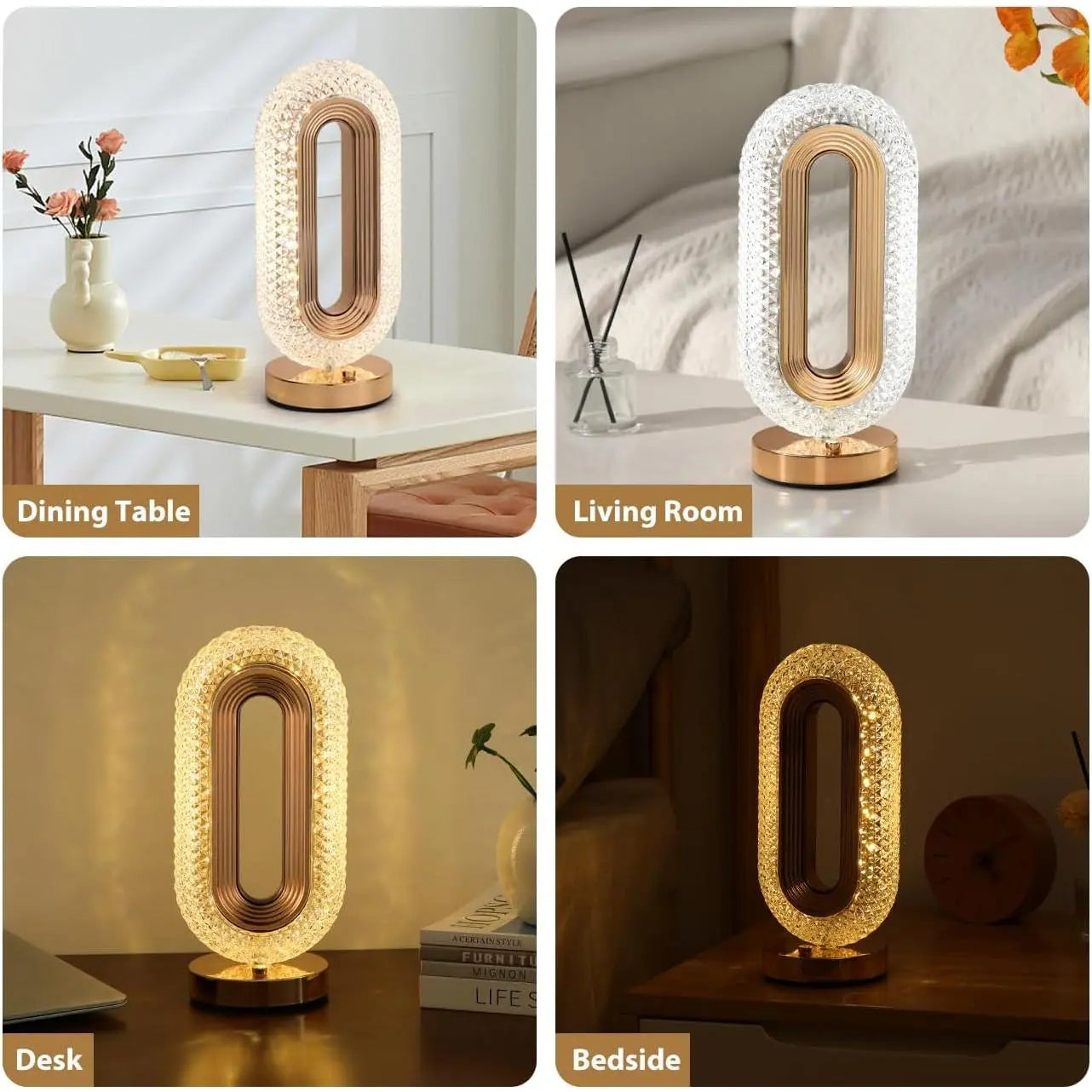 Luxury Crystal Table Lamp, Romantic Bedside Night Light