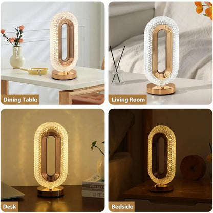 Luxury Crystal Table Lamp, Romantic Bedside Night Light