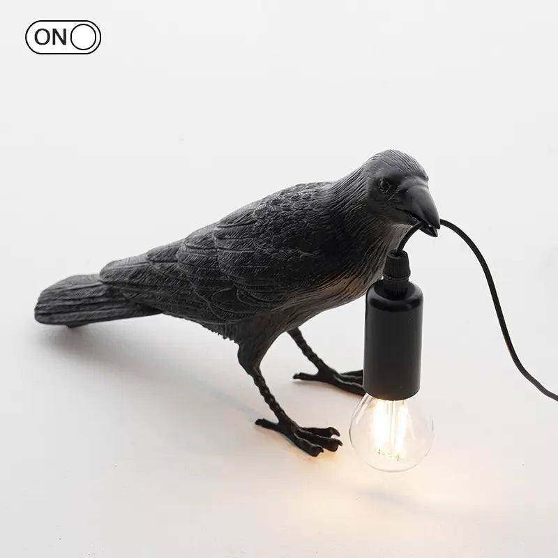 Crow Design Table Lamp, USB Powered Creative Desk Lamp, Desktop Decoration Table Lamp, Decorative Lamp for Bedroom, Living Room, Lighting, Indoor Light, Cozy Lighting Lights, Home Decoration Lamp, Modern Rustic Lamps, Resin Table Lamp