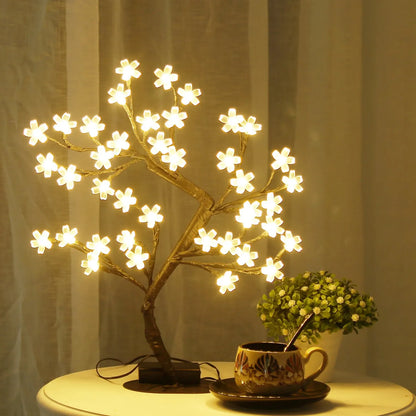 Cherry Blossom Tree Light, 17-Inch 40 LED Tabletop Bonsai Lamp, USB Powered