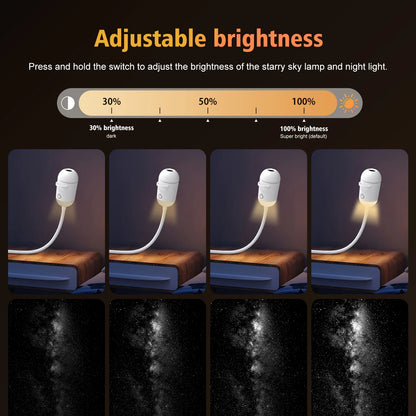 2-In-1 USB Ambient LED Portable Starry Romantic Sky Ceiling Projector Lamp 