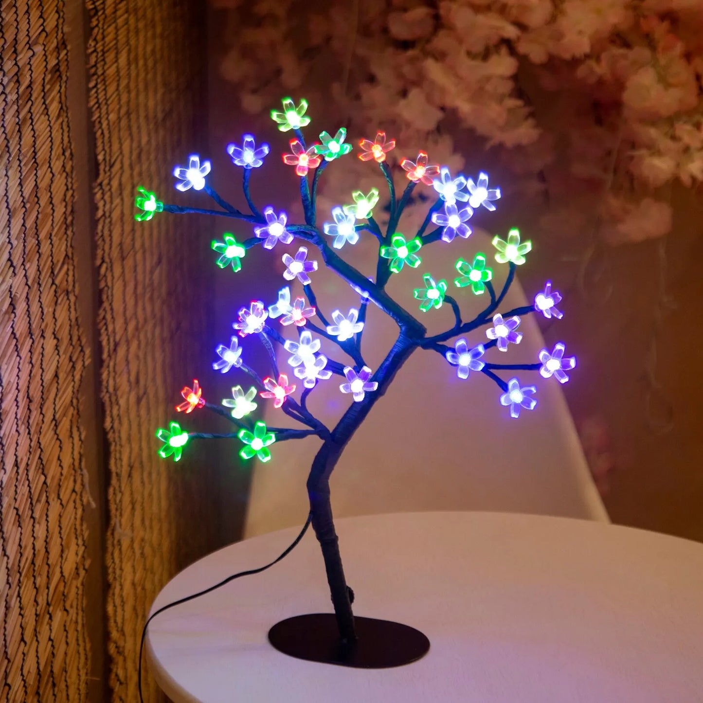 Cherry Blossom Tree Light, 17-Inch 40 LED Tabletop Bonsai Lamp, USB Powered