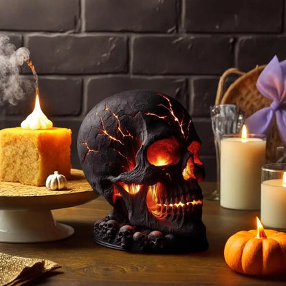 Glowing Skull LED Table Lamp, Gothic Resin Night Light for Home Decor