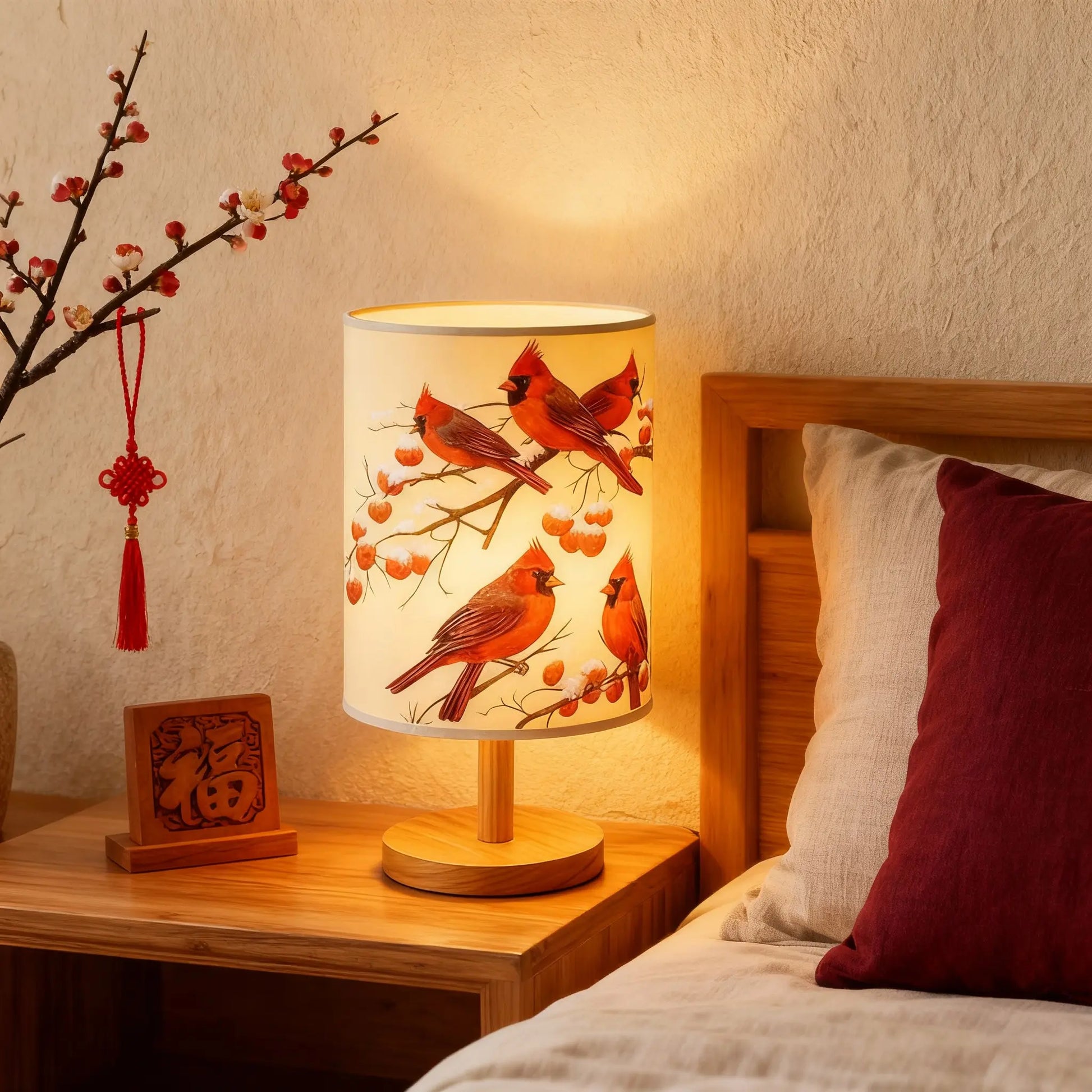 Red Bird Table Lamp, Decorative Bedside Light for Home and Gift Decor