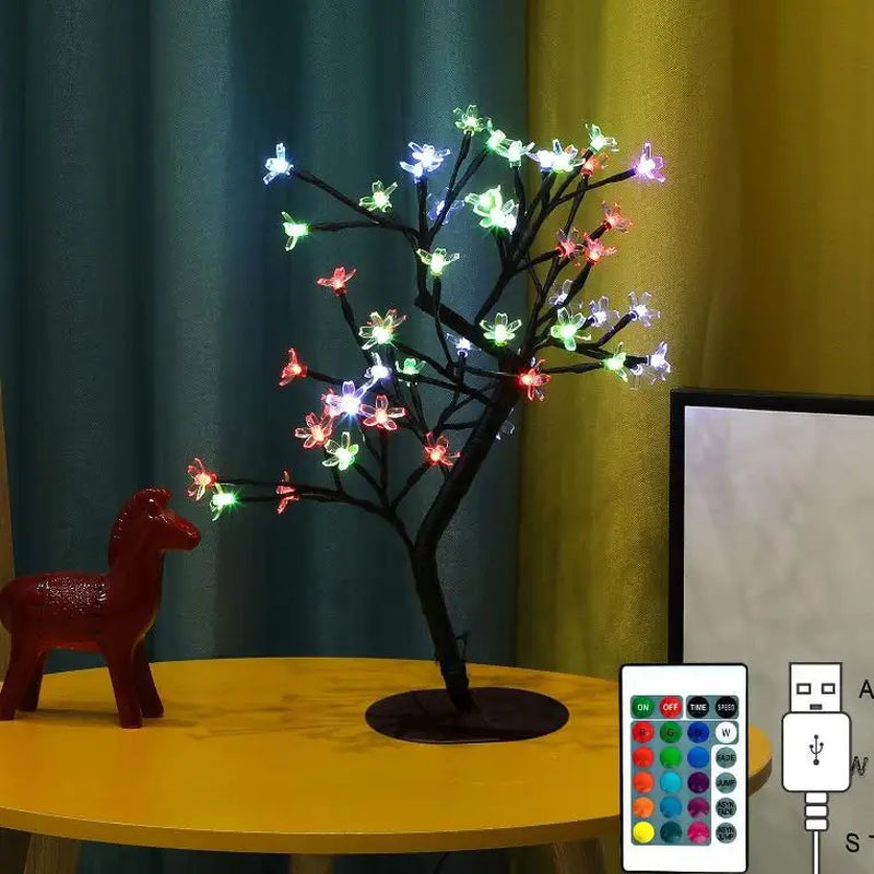 Cherry Blossom Tree Light, 17-Inch 40 LED Tabletop Bonsai Lamp, USB Powered