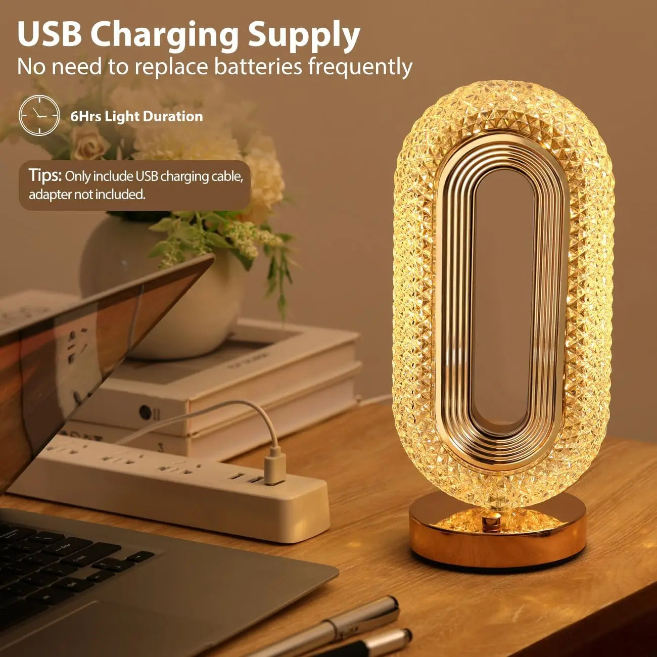 Luxury Crystal Table Lamp, Romantic Bedside Night Light