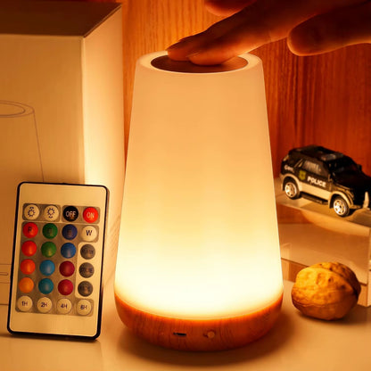 13-Color Changing RGB Night Light with Remote Control, Touch Sensor, USB Rechargeable, Dimmable Portable Table Lamp