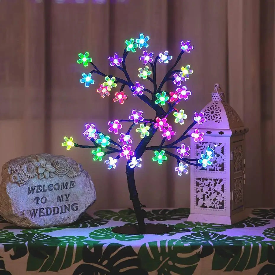 Cherry Blossom Tree Light, 17-Inch 40 LED Tabletop Bonsai Lamp, USB Powered