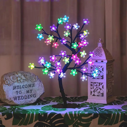 Cherry Blossom Tree Light, 17-Inch 40 LED Tabletop Bonsai Lamp, USB Powered