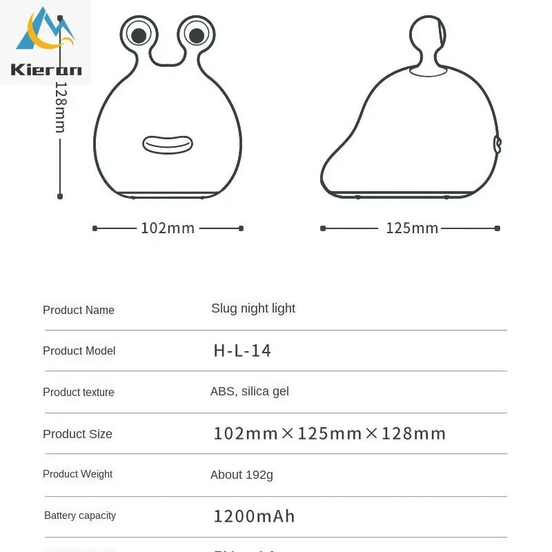 Cartoon Slug LED Night Light, Silicone Bedside Lamp for Kids and Nursery
