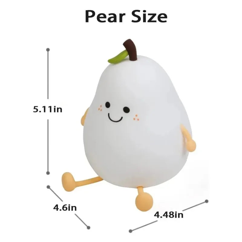 Creative Cute LED Pear Night Light, USB Rechargeable Silicone Touch Lamp