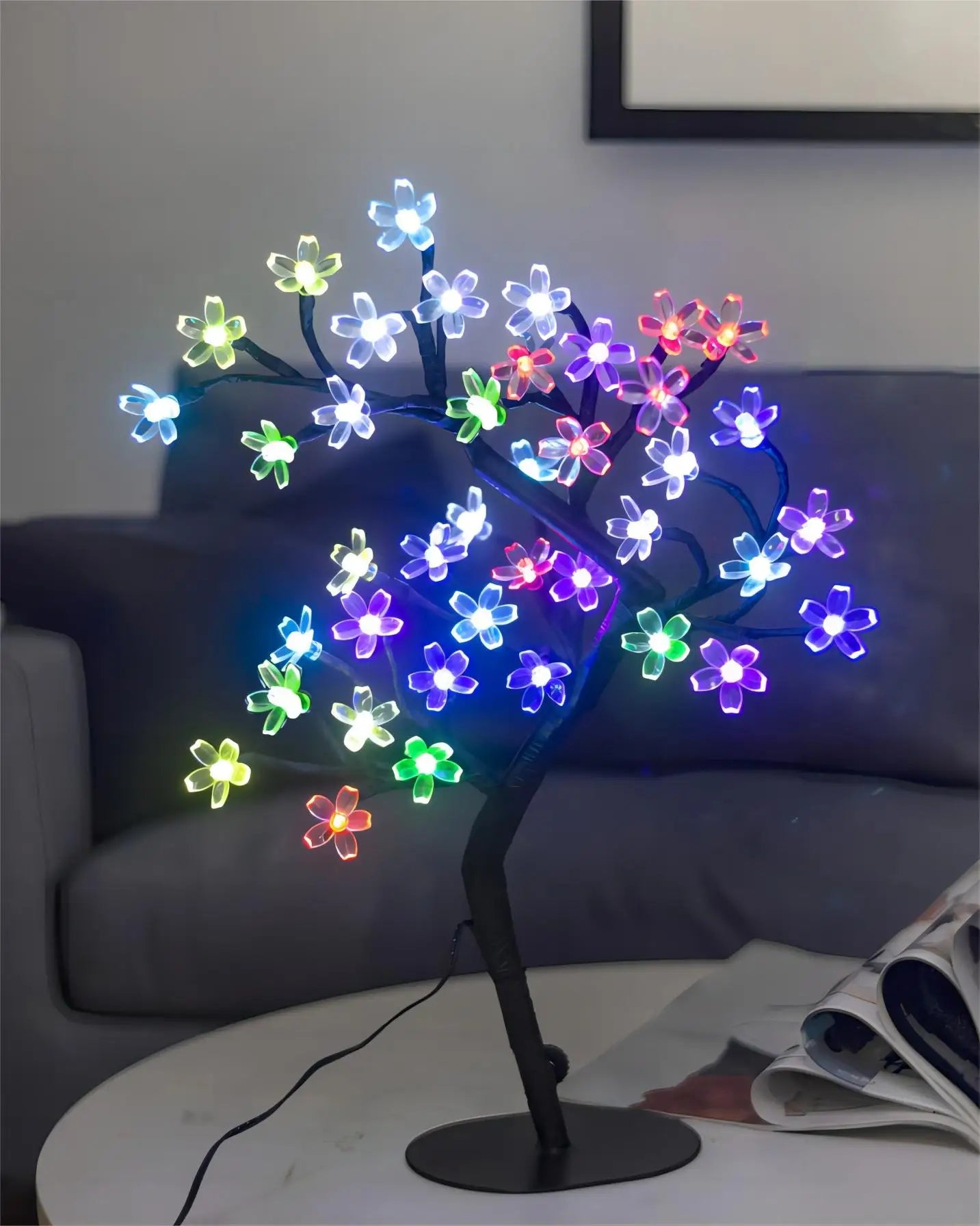 Cherry Blossom Tree Light, 17-Inch 40 LED Tabletop Bonsai Lamp, USB Powered