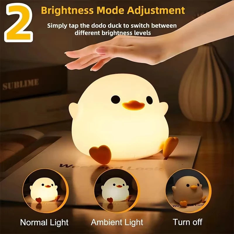 Unicorn Cute Silicone LED Night Light for Kids Children USB Rechargeable Cartoon Animal Bedroom Decor Touch Night Lamp for Gifts