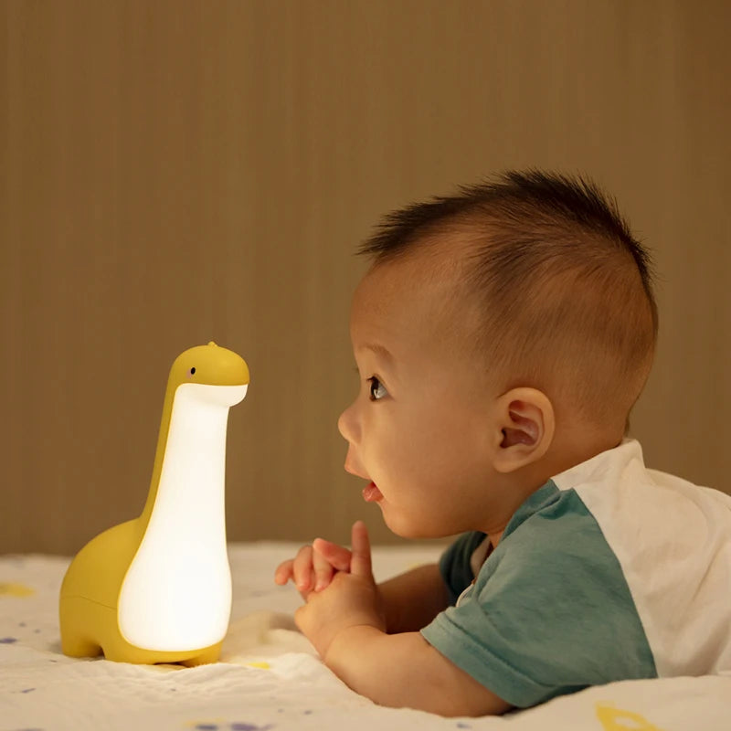 Cute Dinosaur Night Light, USB Rechargeable Bedside Lamp for Kids