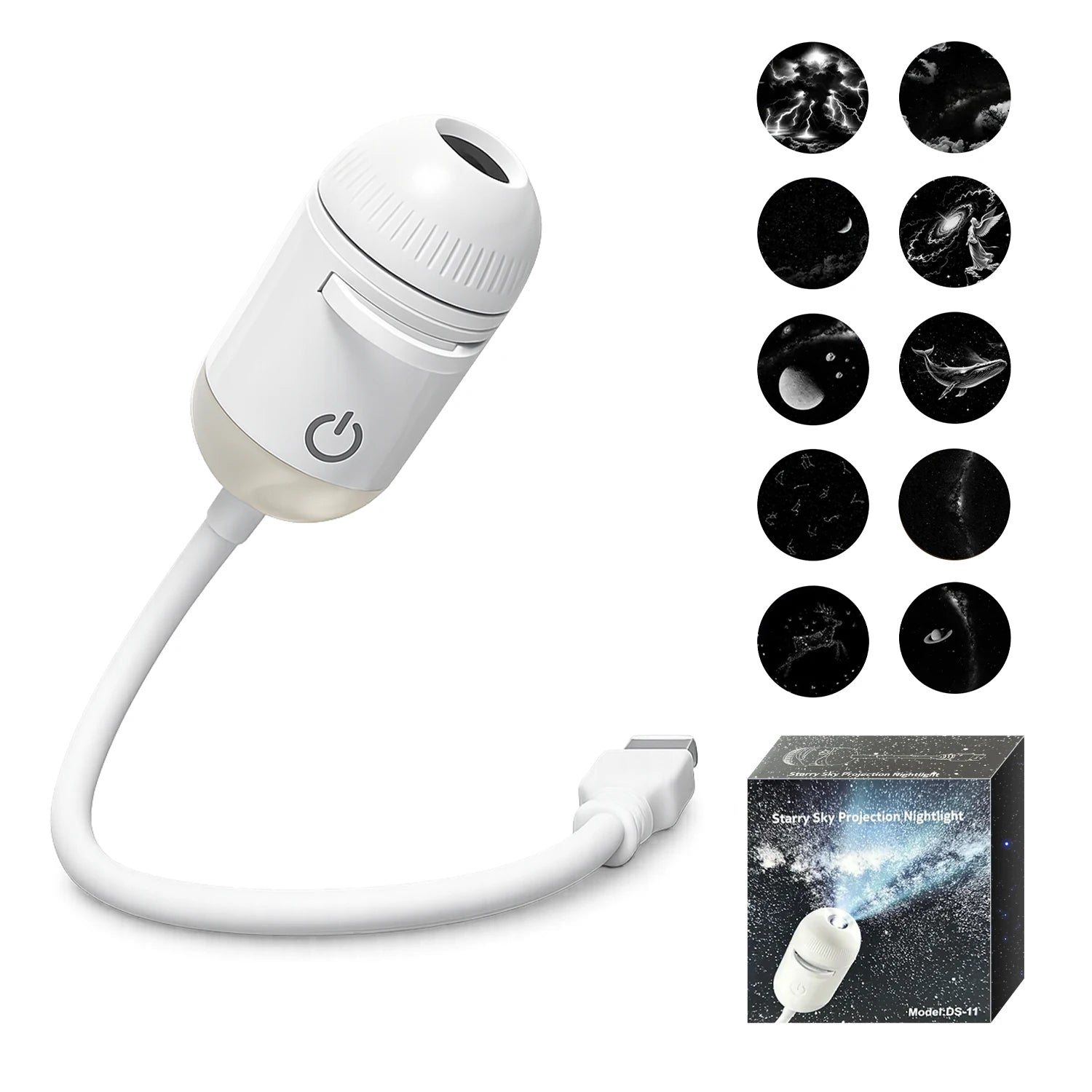 2-In-1 USB Ambient LED Portable Starry Romantic Sky Ceiling Projector Lamp 