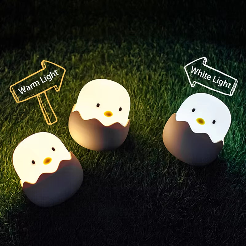 Eggshell Chicken Night Light, Cartoon LED Rechargeable Touch Lamp