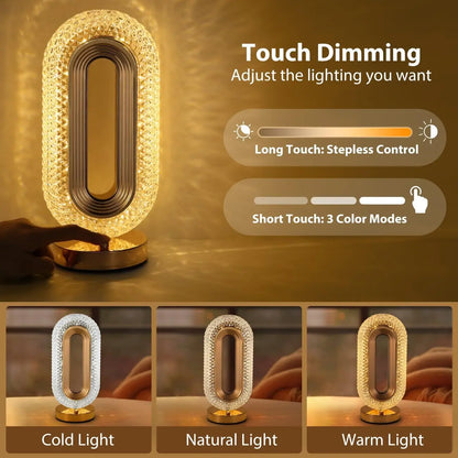Luxury Crystal Table Lamp, Romantic Bedside Night Light