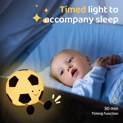 Novelty Football Silicone Night Light Rechargeable Sleeping Night Lamp with 3 Level Dimmable Nursery Bedside Lamp for Room Decor