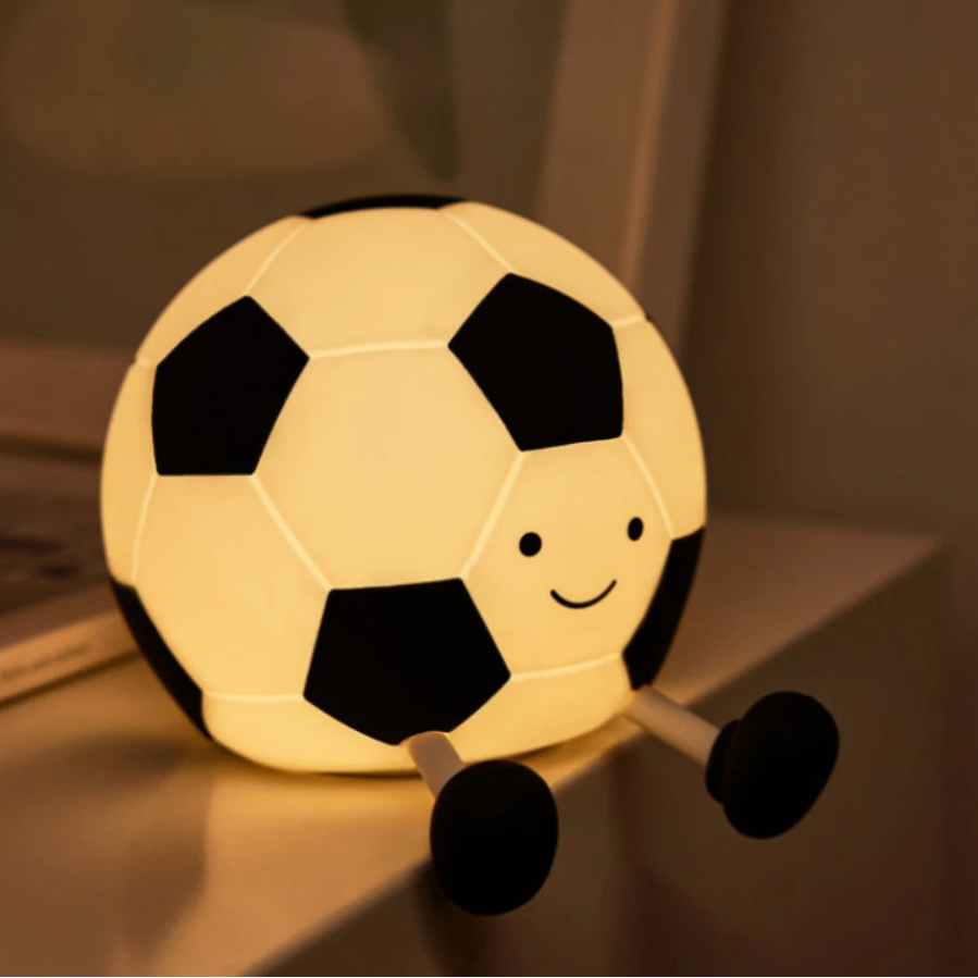 Novelty Football Silicone Night Light Rechargeable Sleeping Night Lamp with 3 Level Dimmable Nursery Bedside Lamp for Room Decor