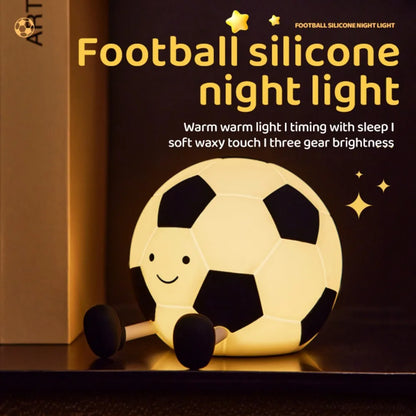 Novelty Football Silicone Night Light Rechargeable Sleeping Night Lamp with 3 Level Dimmable Nursery Bedside Lamp for Room Decor