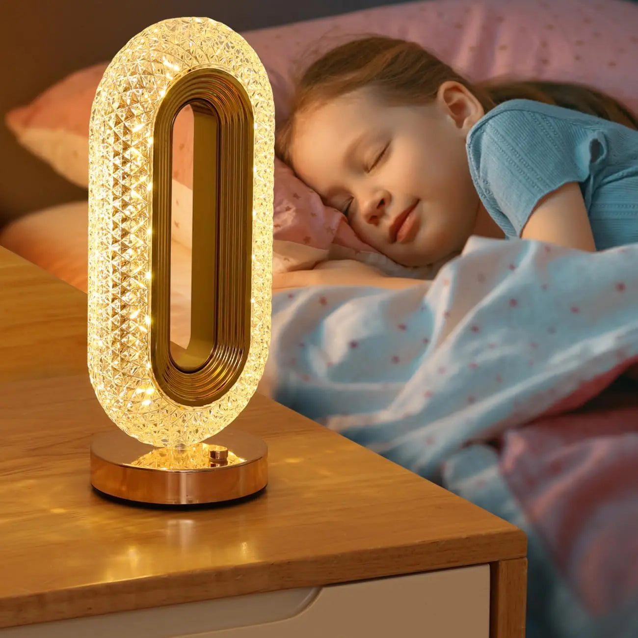 Luxury Crystal Table Lamp, Romantic Bedside Night Light