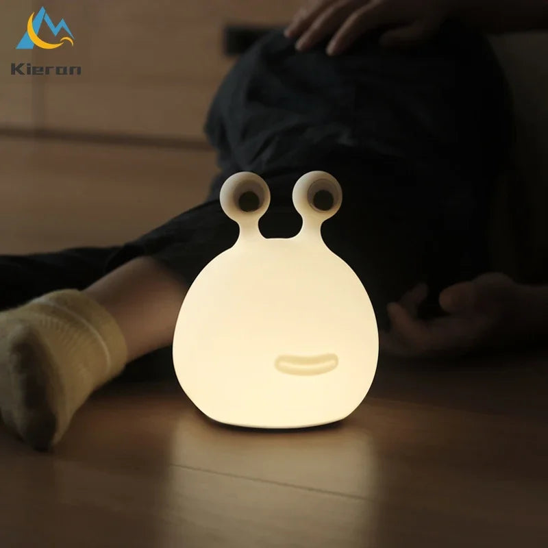 Cartoon Slug LED Night Light, Silicone Bedside Lamp for Kids and Nursery