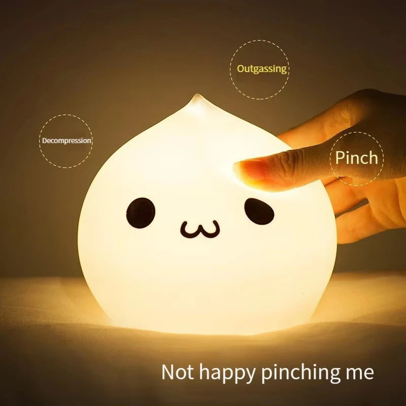 Unicorn Cute Silicone LED Night Light for Kids Children USB Rechargeable Cartoon Animal Bedroom Decor Touch Night Lamp for Gifts