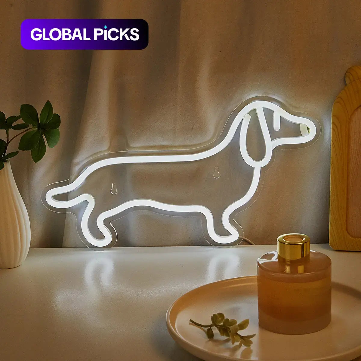Cute Sausage Dog Neon Light, USB Powered Decorative Pet Room Lamp