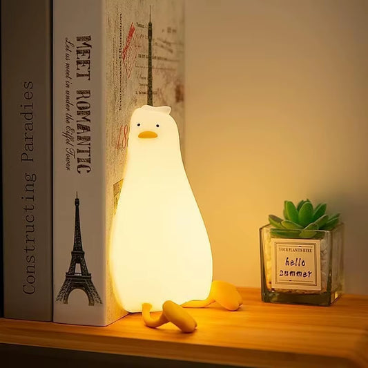 LED Duck Night Light Rechargeable Touch Silicone Cartoon Clap Duck Sleeping Night Lamp for Bedroom Decoration Children Gift