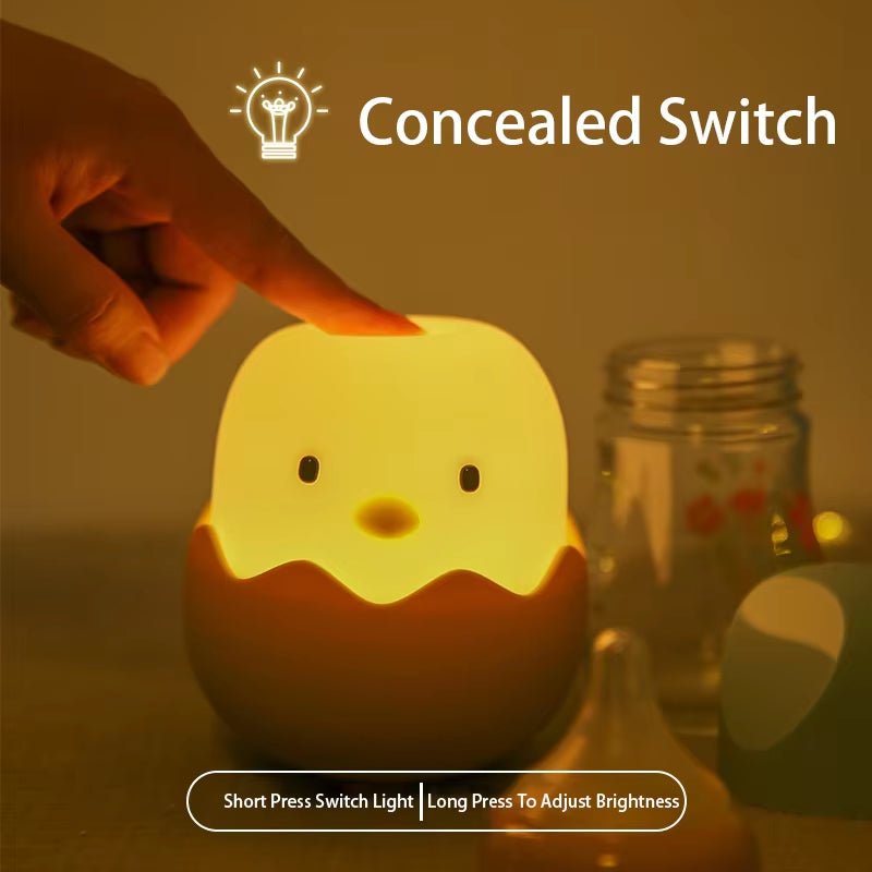 Eggshell Chicken Night Light, Cartoon LED Rechargeable Touch Lamp