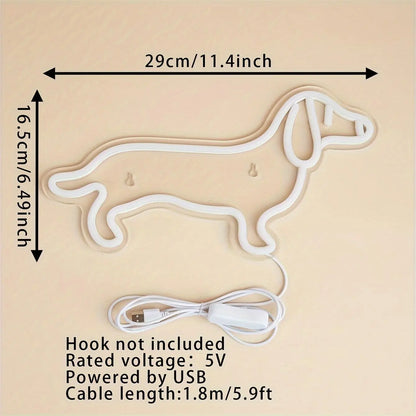 Cute Sausage Dog Neon Light, USB Powered Decorative Pet Room Lamp