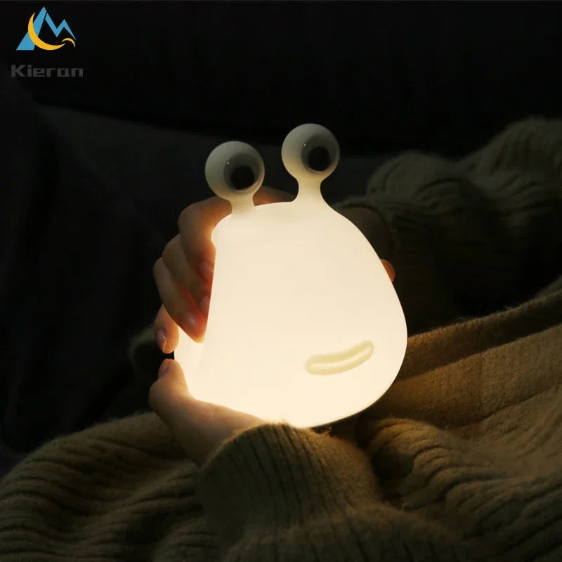 Cartoon Slug LED Night Light, Silicone Bedside Lamp for Kids and Nursery