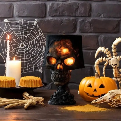 Glowing Skull LED Table Lamp, Gothic Resin Night Light for Home Decor