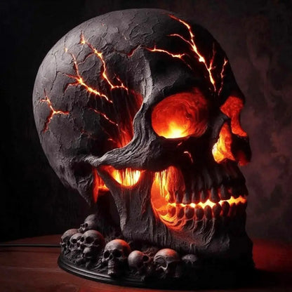 Glowing Skull LED Table Lamp, Gothic Resin Night Light for Home Decor
